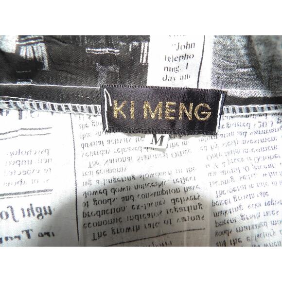 Ki Meng Top Cardigan Blouse Jacket Medium Newspaper Print Lagenlook Art to Wear - Picture 5 of 13